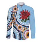 New South Wales Rugby Pacific Custom Long Sleeve Button Shirt Aboriginal art of Waratah