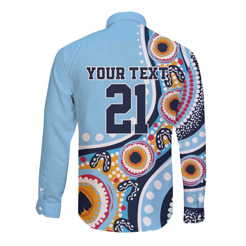 New South Wales Rugby Pacific Custom Long Sleeve Button Shirt Aboriginal art of Waratah