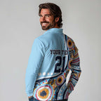 New South Wales Rugby Pacific Custom Long Sleeve Polo Shirt Aboriginal art of Waratah