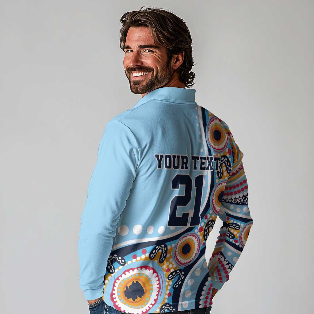 New South Wales Rugby Pacific Custom Long Sleeve Polo Shirt Aboriginal art of Waratah