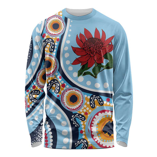 New South Wales Rugby Pacific Custom Long Sleeve Shirt Aboriginal art of Waratah