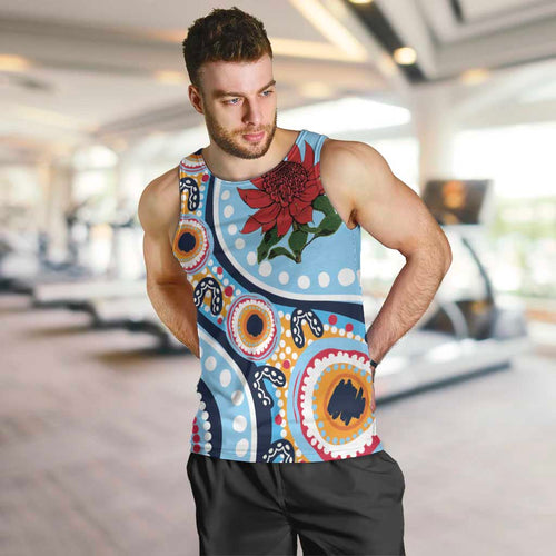 New South Wales Rugby Pacific Custom Men Tank Top Aboriginal art of Waratah