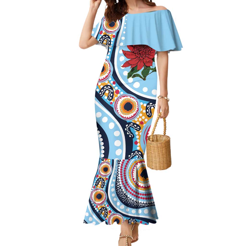 New South Wales Rugby Pacific Custom Mermaid Dress Aboriginal art of Waratah