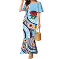 New South Wales Rugby Pacific Custom Mermaid Dress Aboriginal art of Waratah