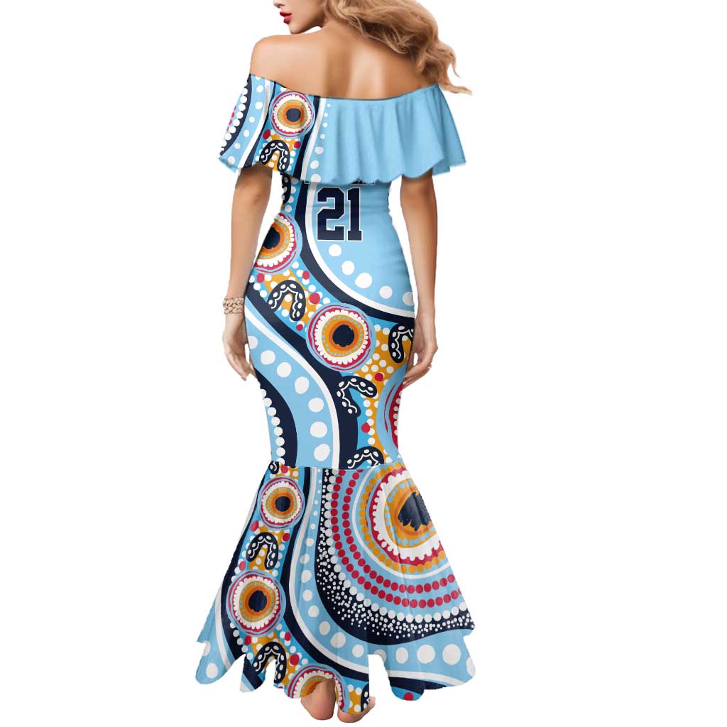 New South Wales Rugby Pacific Custom Mermaid Dress Aboriginal art of Waratah