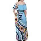 New South Wales Rugby Pacific Custom Off Shoulder Maxi Dress Aboriginal art of Waratah