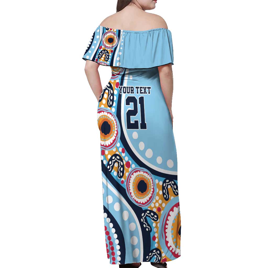 New South Wales Rugby Pacific Custom Off Shoulder Maxi Dress Aboriginal art of Waratah