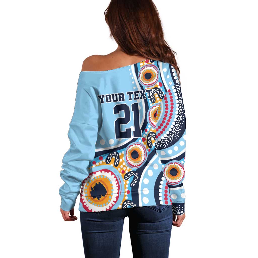 New South Wales Rugby Pacific Custom Off Shoulder Sweater Aboriginal art of Waratah