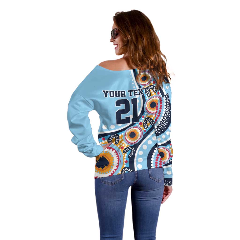 New South Wales Rugby Pacific Custom Off Shoulder Sweater Aboriginal art of Waratah