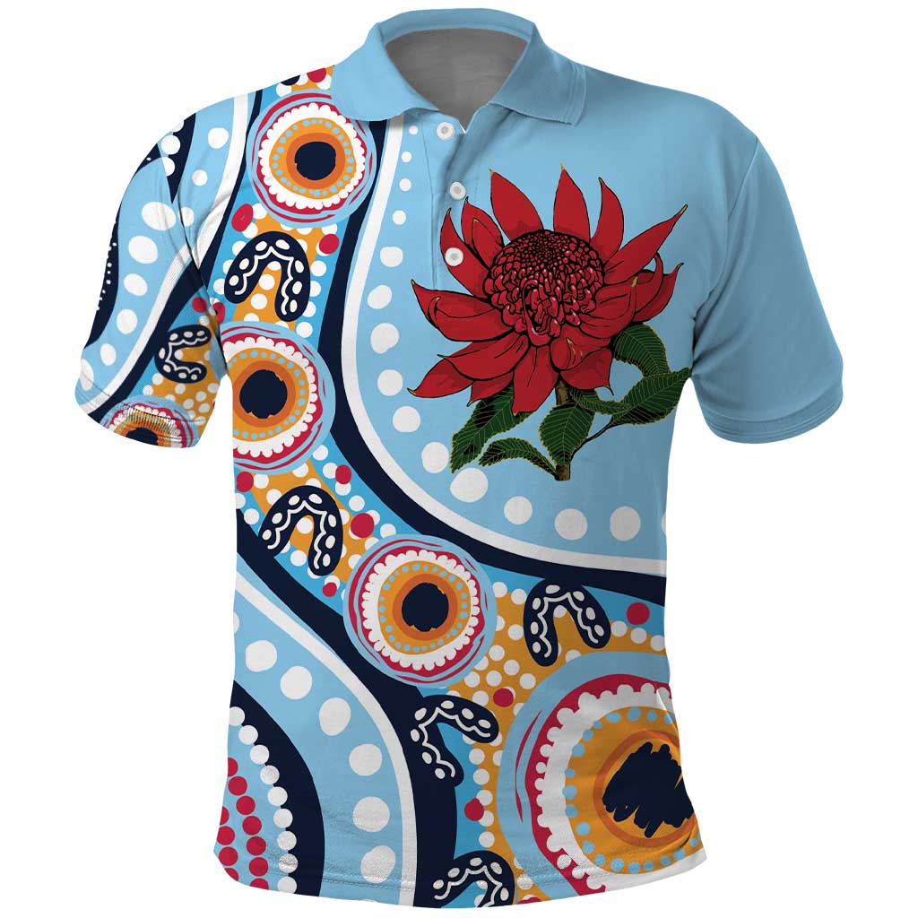 New South Wales Rugby Pacific Custom Polo Shirt Aboriginal art of Waratah