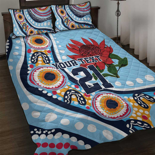 New South Wales Rugby Pacific Custom Quilt Bed Set Aboriginal art of Waratah
