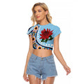 New South Wales Rugby Pacific Custom Raglan Cropped T Shirt Aboriginal art of Waratah