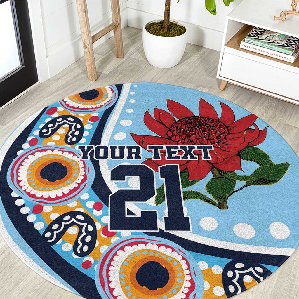 New South Wales Rugby Pacific Custom Round Carpet Aboriginal art of Waratah