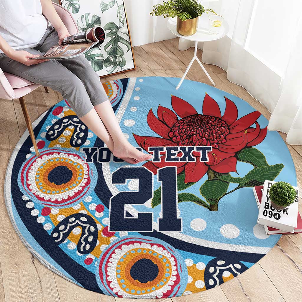 New South Wales Rugby Pacific Custom Round Carpet Aboriginal art of Waratah