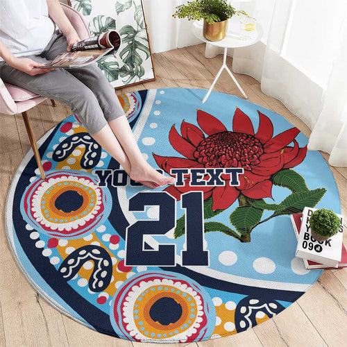 New South Wales Rugby Pacific Custom Round Carpet Aboriginal art of Waratah