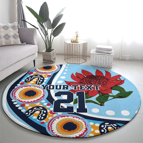 New South Wales Rugby Pacific Custom Round Carpet Aboriginal art of Waratah