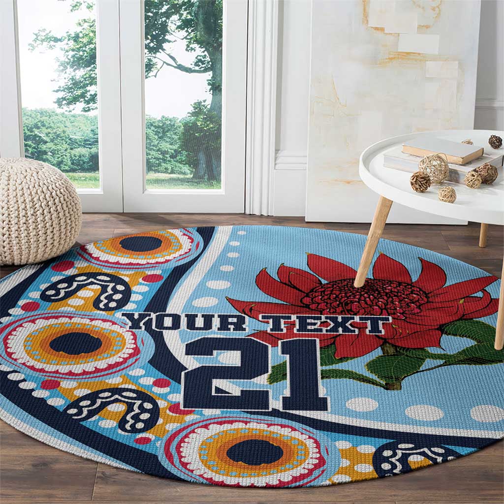 New South Wales Rugby Pacific Custom Round Carpet Aboriginal art of Waratah
