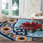 New South Wales Rugby Pacific Custom Round Carpet Aboriginal art of Waratah
