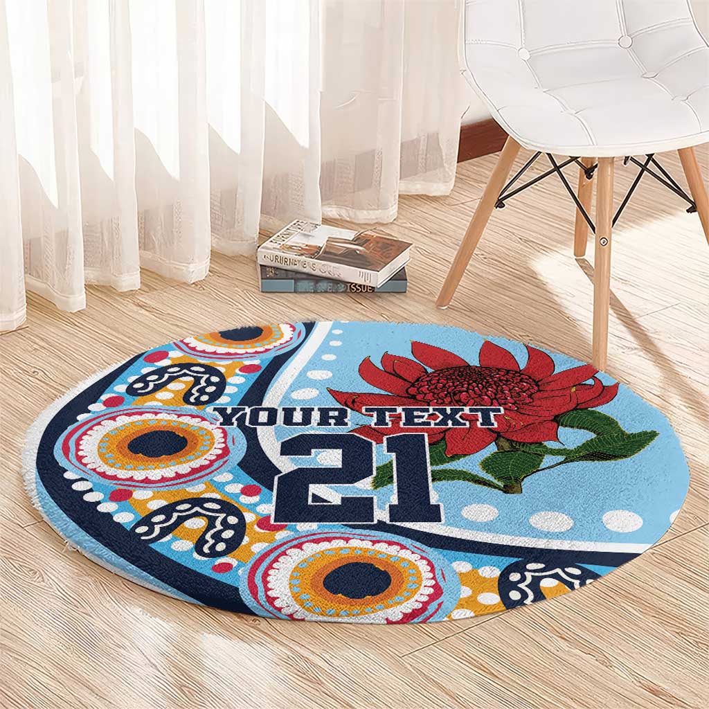 New South Wales Rugby Pacific Custom Round Carpet Aboriginal art of Waratah