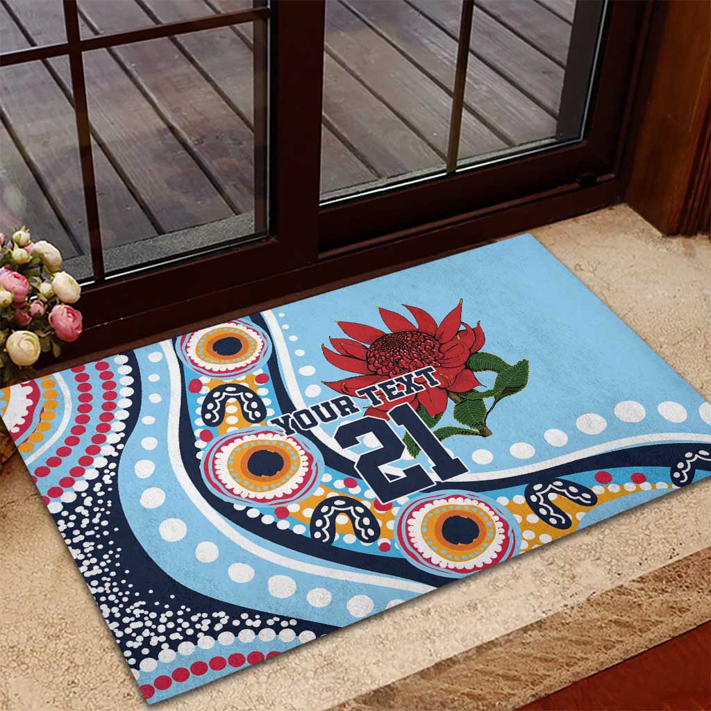 New South Wales Rugby Pacific Custom Rubber Doormat Aboriginal art of Waratah