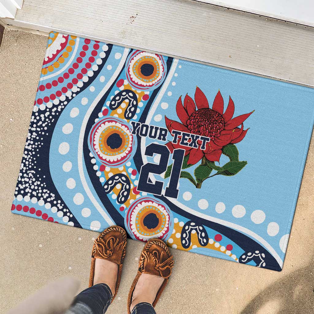 New South Wales Rugby Pacific Custom Rubber Doormat Aboriginal art of Waratah