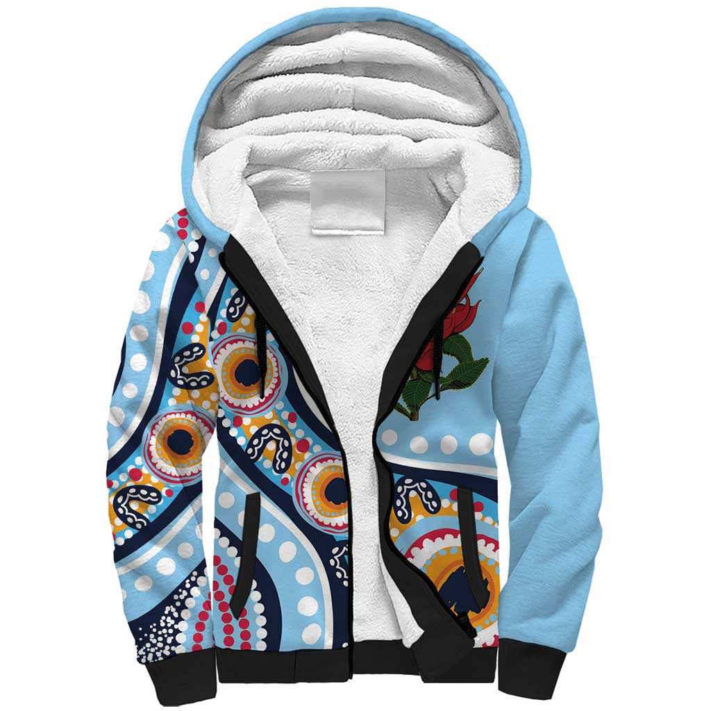 New South Wales Rugby Pacific Custom Sherpa Hoodie Aboriginal art of Waratah