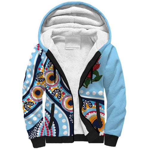 New South Wales Rugby Pacific Custom Sherpa Hoodie Aboriginal art of Waratah