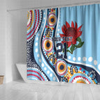 New South Wales Rugby Pacific Custom Shower Curtain Aboriginal art of Waratah