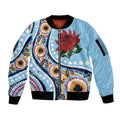 New South Wales Rugby Pacific Custom Sleeve Zip Bomber Jacket Aboriginal art of Waratah