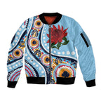 New South Wales Rugby Pacific Custom Sleeve Zip Bomber Jacket Aboriginal art of Waratah
