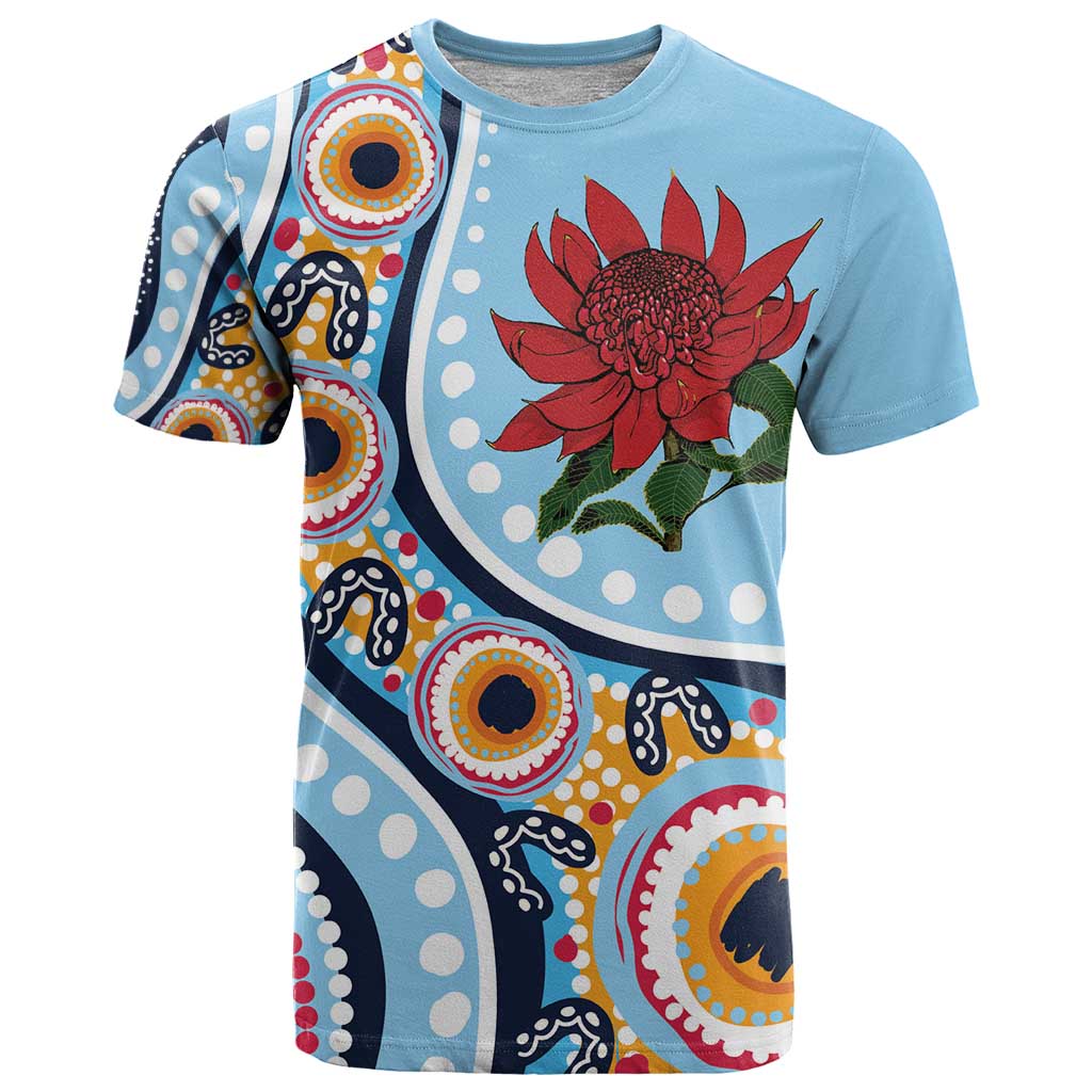 New South Wales Rugby Pacific Custom T Shirt Aboriginal art of Waratah