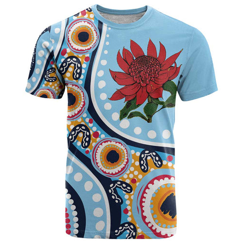 New South Wales Rugby Pacific Custom T Shirt Aboriginal art of Waratah