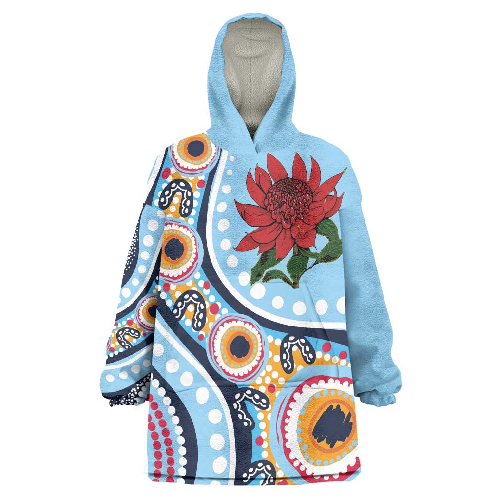 New South Wales Rugby Pacific Custom Wearable Blanket Hoodie Aboriginal art of Waratah