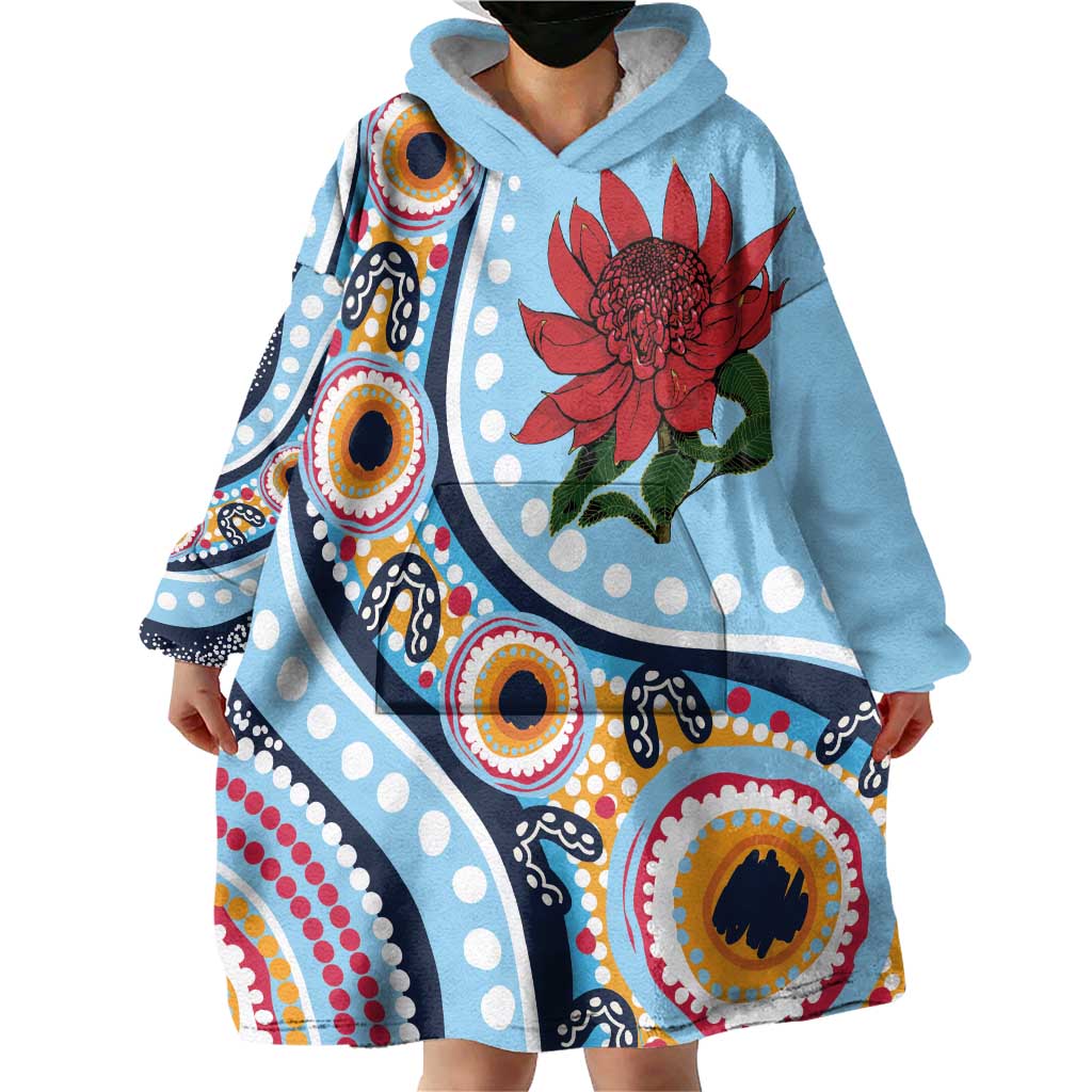 New South Wales Rugby Pacific Custom Wearable Blanket Hoodie Aboriginal art of Waratah