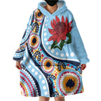 New South Wales Rugby Pacific Custom Wearable Blanket Hoodie Aboriginal art of Waratah