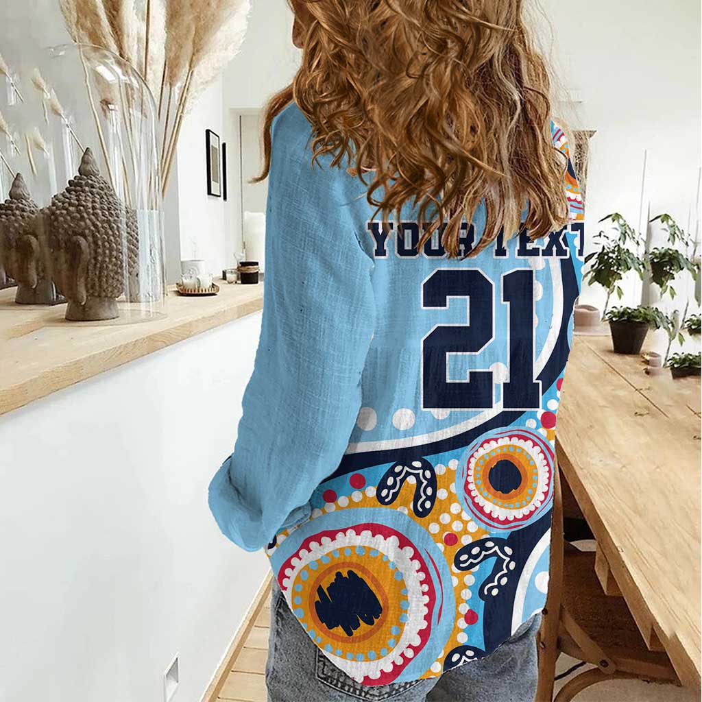 New South Wales Rugby Pacific Custom Women Casual Shirt Aboriginal art of Waratah