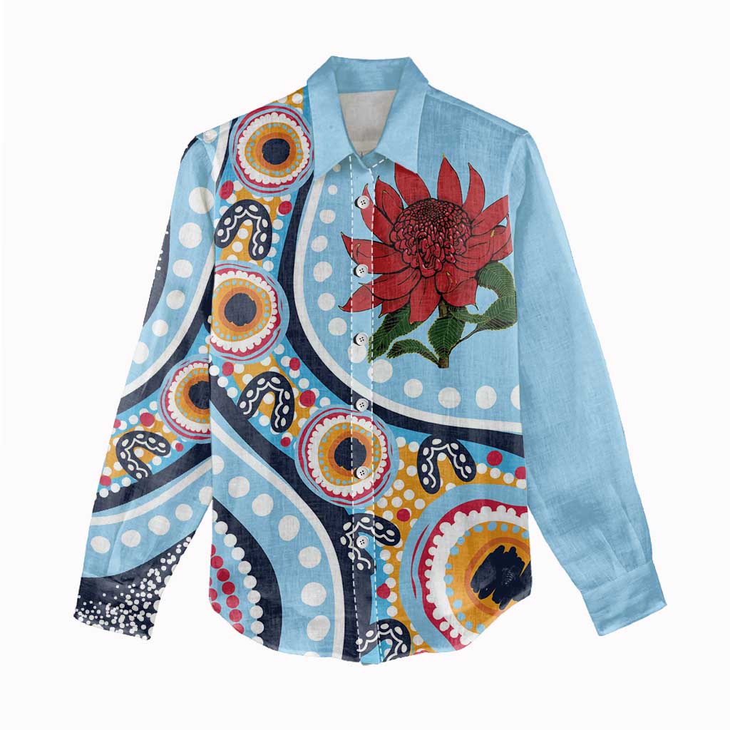 New South Wales Rugby Pacific Custom Women Casual Shirt Aboriginal art of Waratah