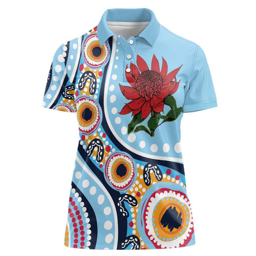 New South Wales Rugby Pacific Custom Women Polo Shirt Aboriginal art of Waratah