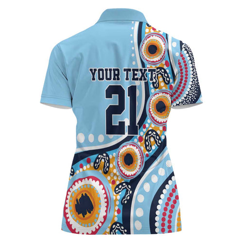 New South Wales Rugby Pacific Custom Women Polo Shirt Aboriginal art of Waratah