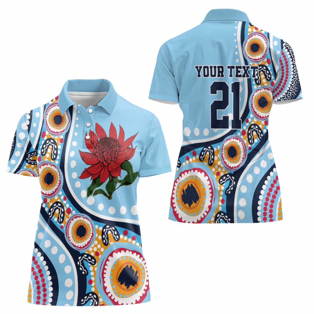 New South Wales Rugby Pacific Custom Women Polo Shirt Aboriginal art of Waratah