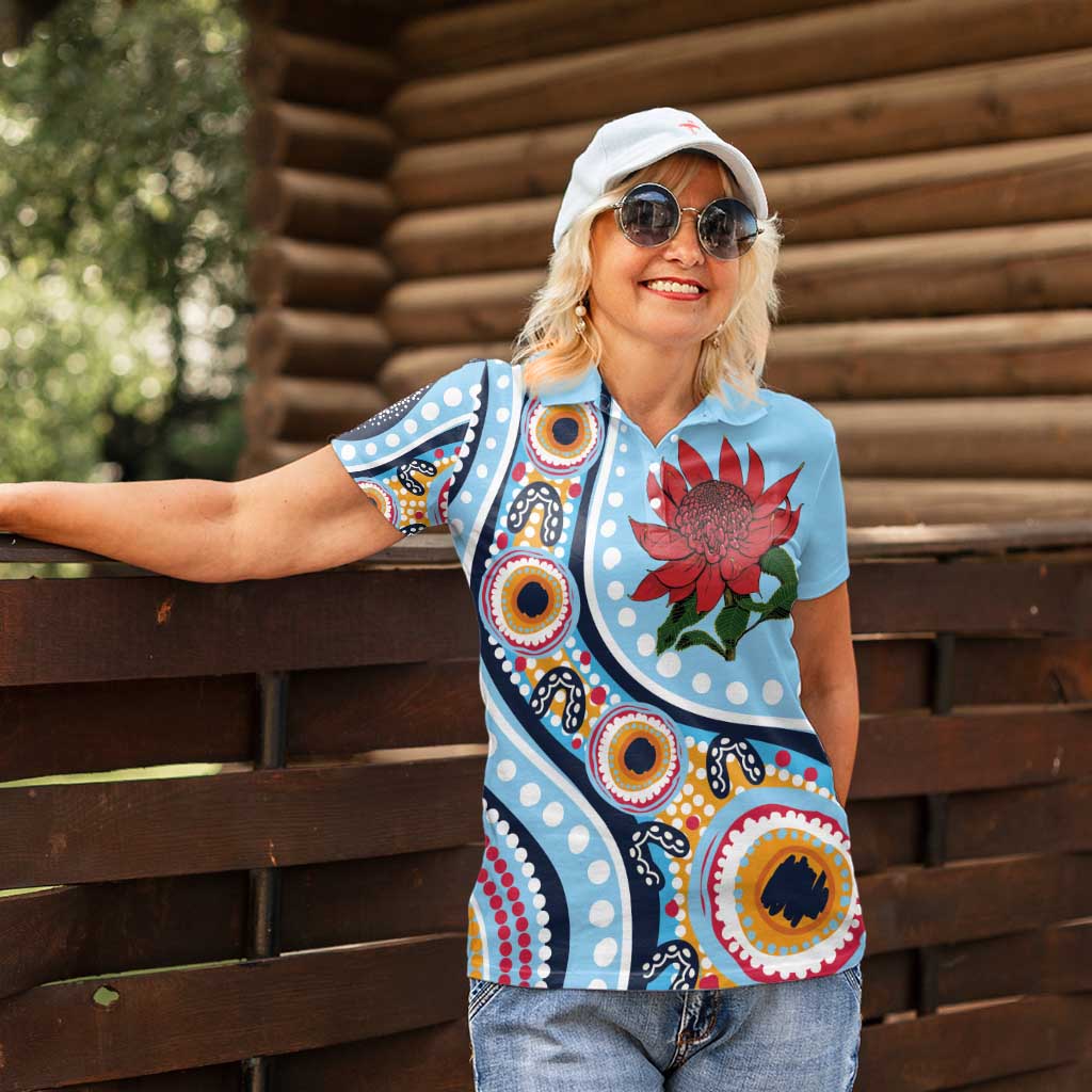 New South Wales Rugby Pacific Custom Women Polo Shirt Aboriginal art of Waratah