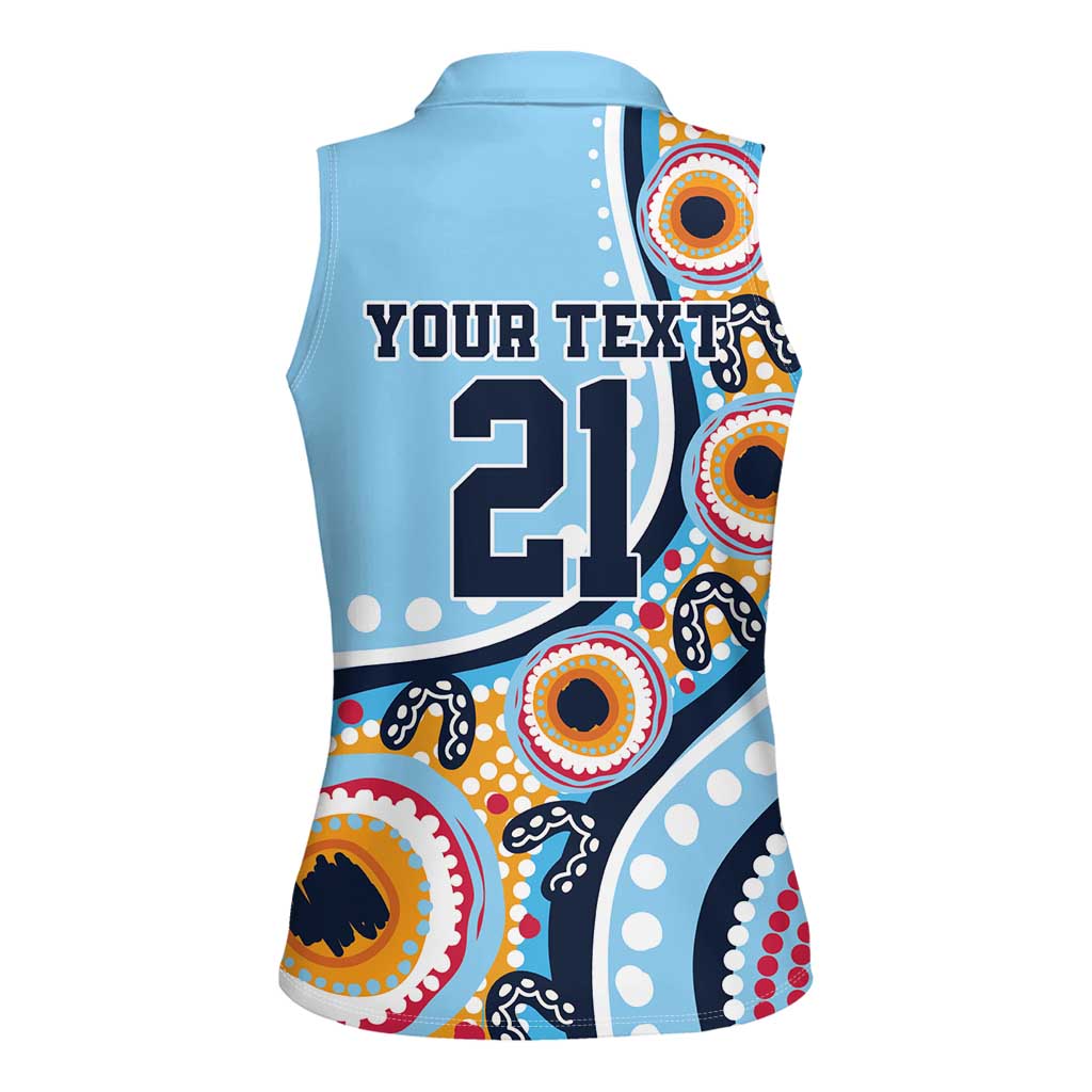 New South Wales Rugby Pacific Custom Women Sleeveless Polo Shirt Aboriginal art of Waratah