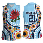New South Wales Rugby Pacific Custom Women Sleeveless Polo Shirt Aboriginal art of Waratah