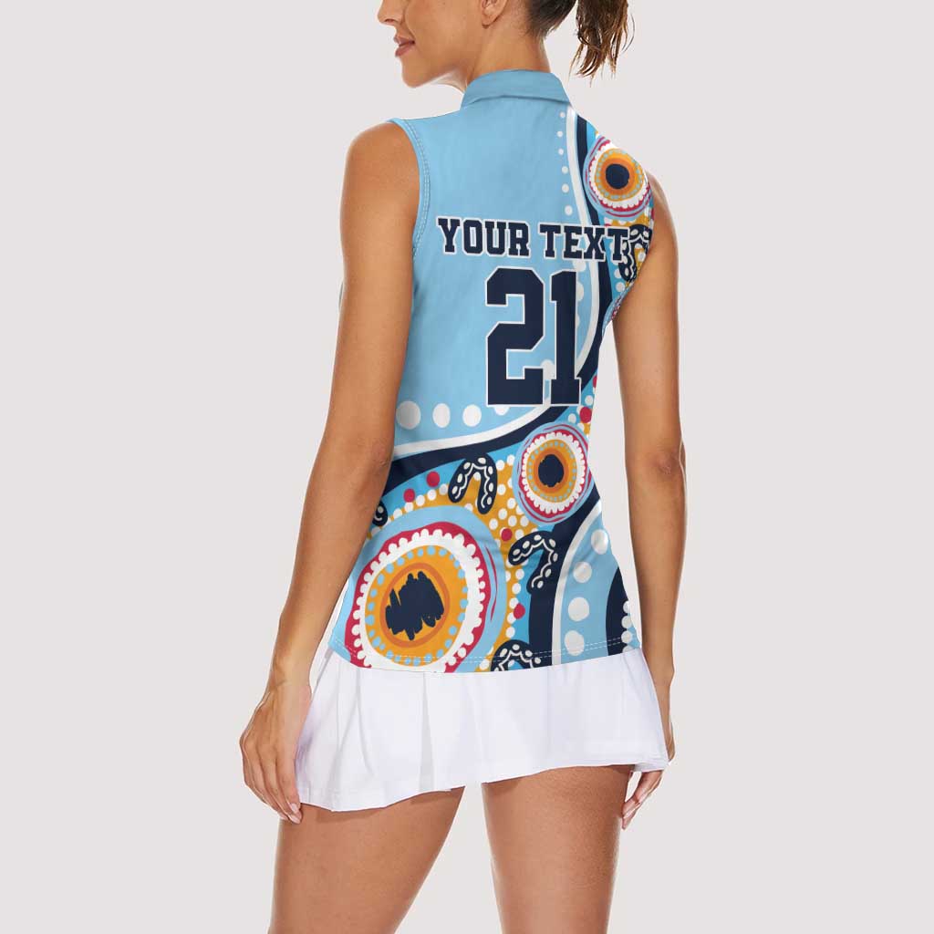 New South Wales Rugby Pacific Custom Women Sleeveless Polo Shirt Aboriginal art of Waratah