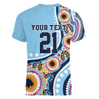 New South Wales Rugby Pacific Custom Women V-Neck T-Shirt Aboriginal art of Waratah
