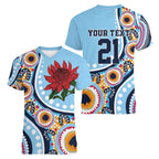 New South Wales Rugby Pacific Custom Women V-Neck T-Shirt Aboriginal art of Waratah