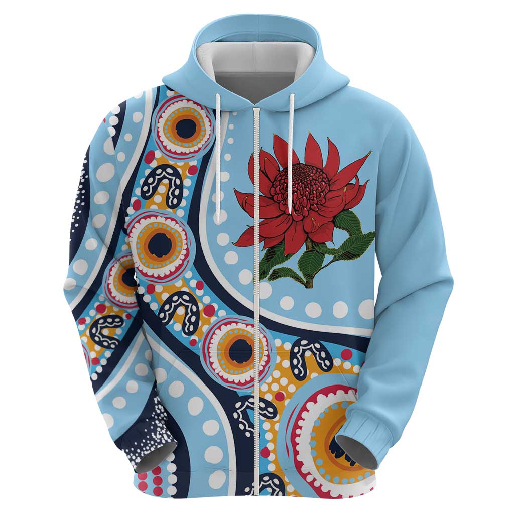 New South Wales Rugby Pacific Custom Zip Hoodie Aboriginal art of Waratah