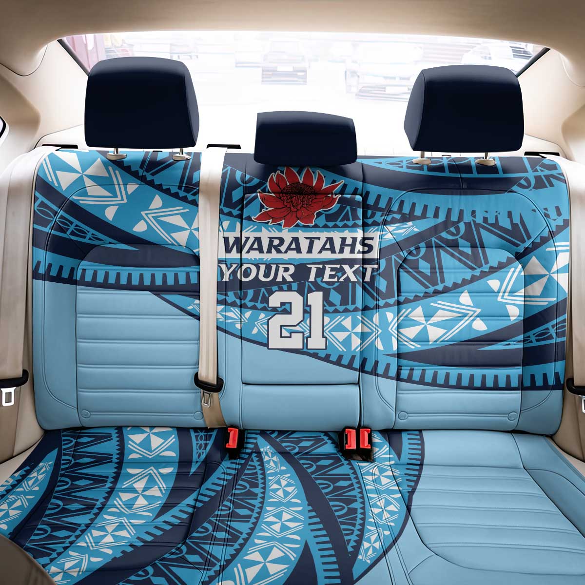 New South Wales Rugby Pacific Custom Back Car Seat Cover Pasifika Tapa Pattern
