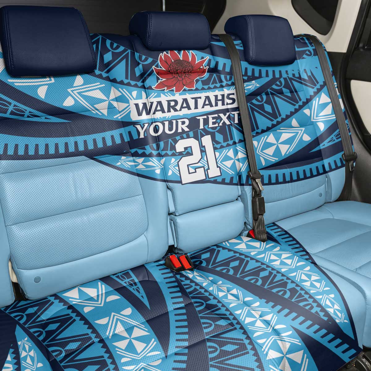 New South Wales Rugby Pacific Custom Back Car Seat Cover Pasifika Tapa Pattern