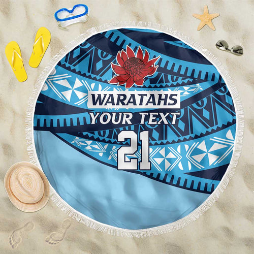 New South Wales Rugby Pacific Custom Beach Blanket Pasifika Tapa Pattern